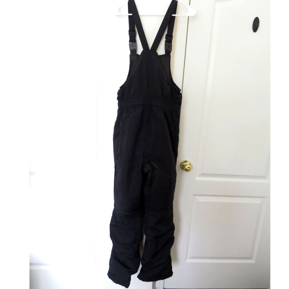 Lands' End Kids' Squall Waterproof Iron Knee Snow Bibs 14 Unisex Black EUC